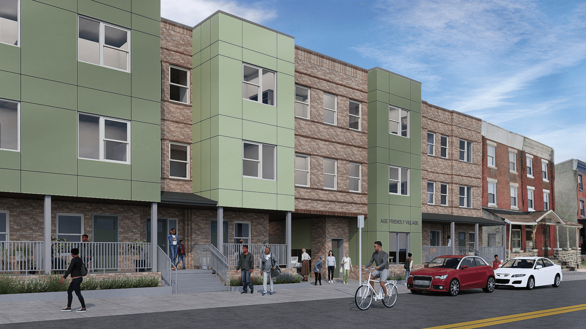 Architectural render of Age-Friendly Village — Accessible Housing • Philadelphia, PA