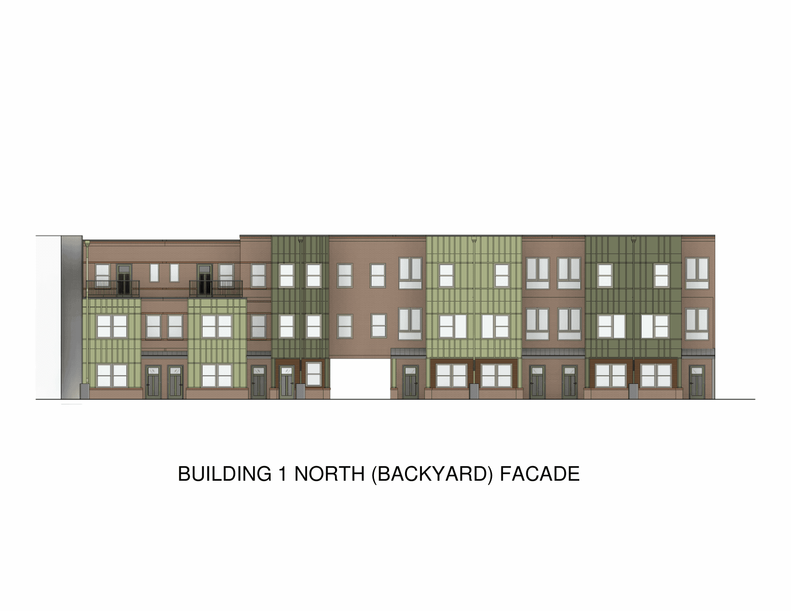 Building 1 north backyard facade elevation